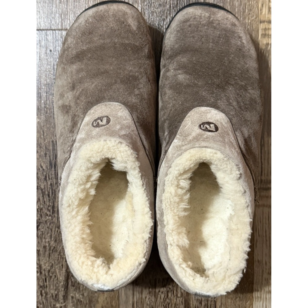 Merrell Encore Ice Slip On Suede Leather Clog Mule Sheepskin Shearling Lined 8.5